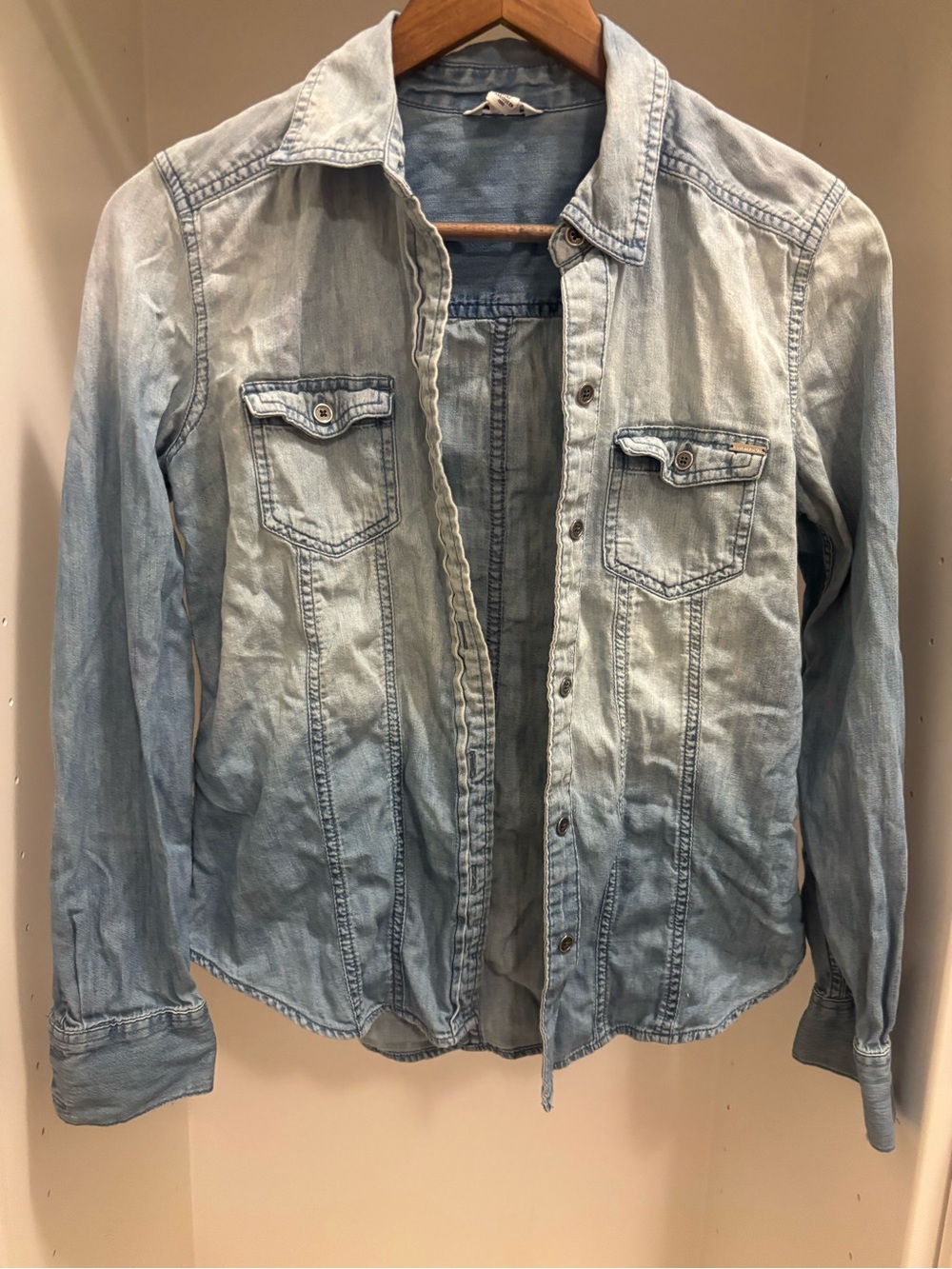 Calvin Klein Light Wash Denim Button Up Shirt